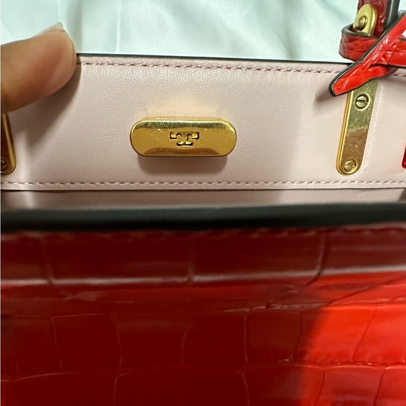 Tory Burch Mini Lee Radziwill Croc Embossed Leather Satchel - Picture 11 of 13